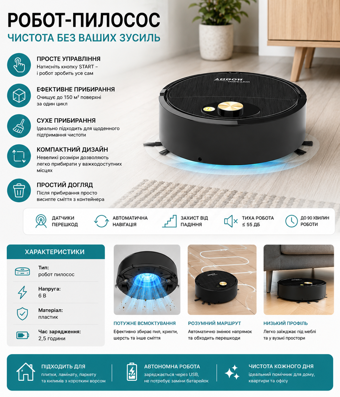 Робот пилосос Vacuum 8088 8388 LY-541 купити Україна